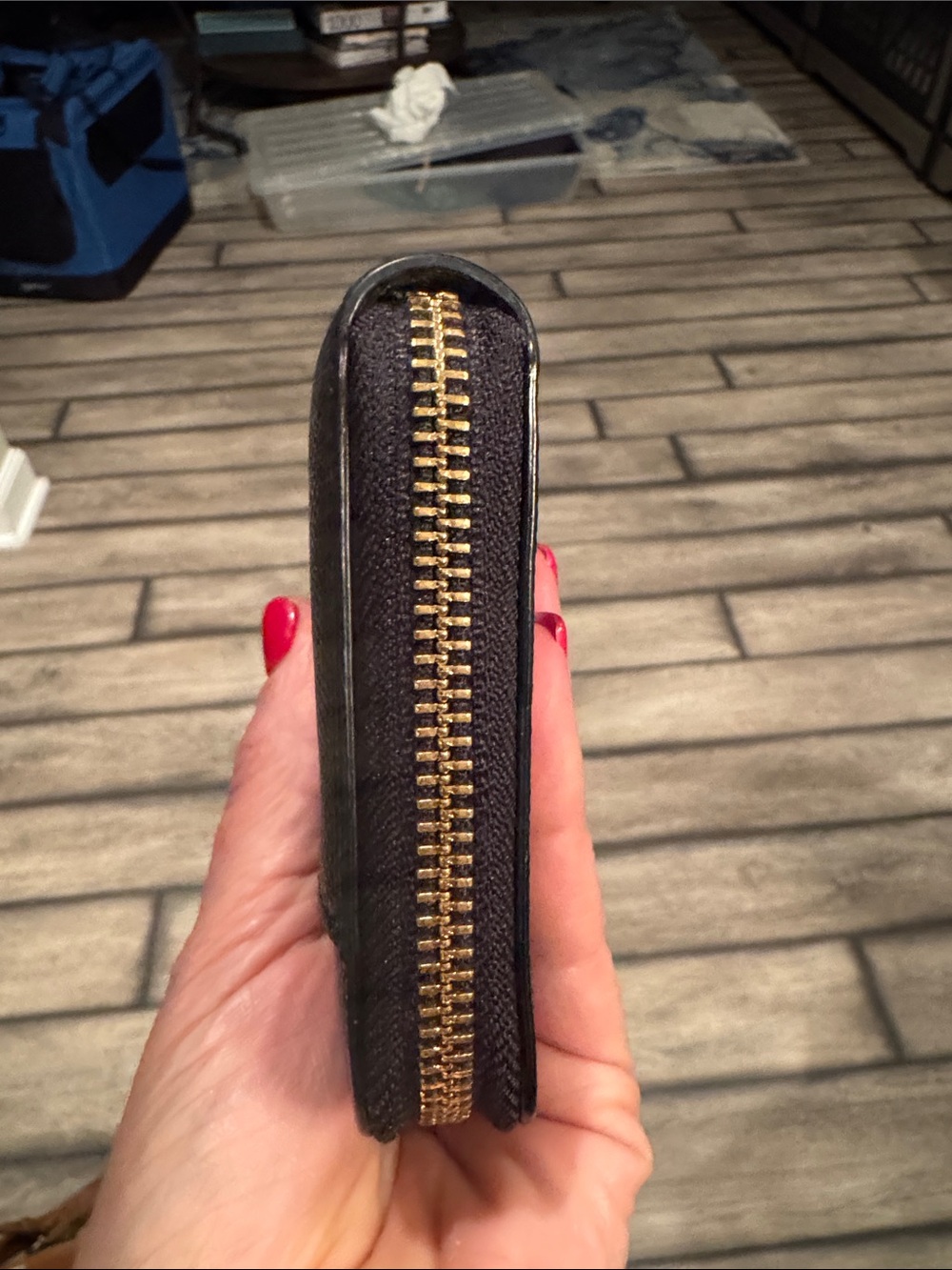 Coach Black Zip-Around Leather Wallet with Gold Logo - Picture 3 of 10